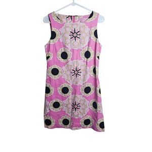 LILLY PULITZER Womens Sheath Dress Pink Black print Sleeveless Mod Size 6